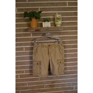 Hollister Cargo Shorts VTG Mens Size 31 Heavy Cotton Button Fly Beige Tan